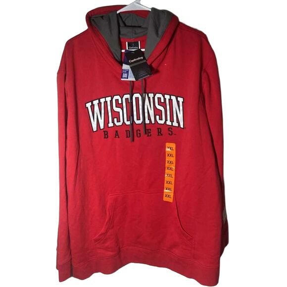 Wisconsin Badgers Men’s XXL Red Hoodie Sweatshirt NWT Pullover NCAA Logo - Picture 9 of 10